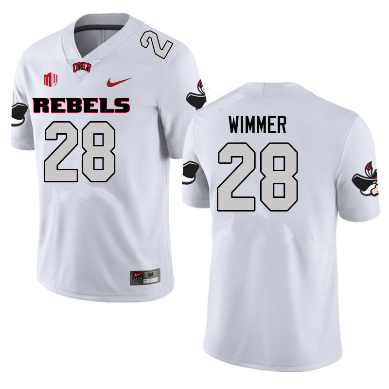 Men #28 Andrew Wimmer UNLV Rebels College Football Jerseys Sale-White - Click Image to Close